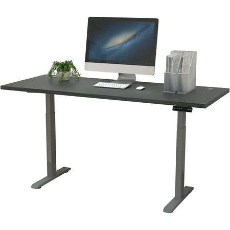 We'Re It Lift it, 60"x30" Electric Sit Stand Desk 4 Memory/1 USB LED Control Charcoal Strand Top, Silver Base VL22BS6030-6307